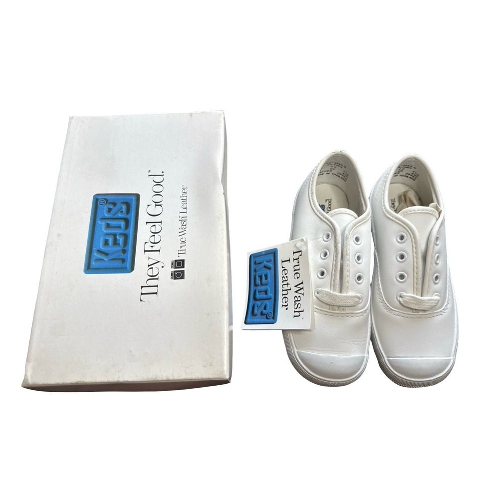 Vintage Keds 10 M  Kids‎ white leather Champion shoes sneakers. cap toe